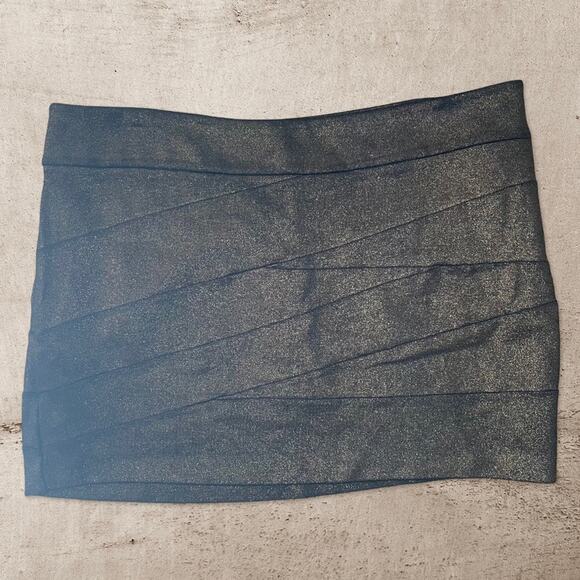 EXPRESS Y2K METALLIC PARTY GRUNGE BANDAGE MINI SKIRT BRONZE BROWN SIZE 8 - Picture 2 of 7